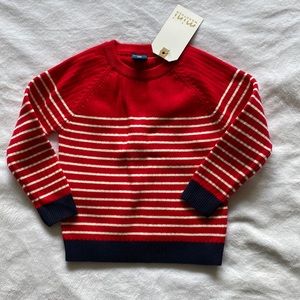 Red white stripes kid’s knit sweater